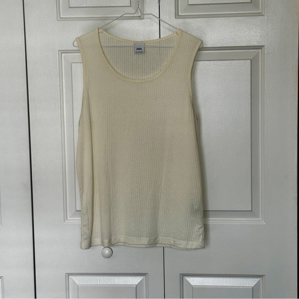 Zara Cream Light Knit Sleeveless Top